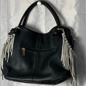 Black handbag with great fringe detail